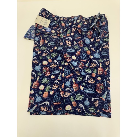 NWT Peter Millar Seaside "Ship Faced" ATL Blue W/ Koozie Swim Trunks MEDIUM $98 - Picture 4 of 8